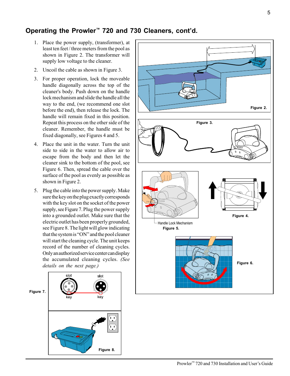 Operating the prowler | Pentair 720 User Manual | Page 9 / 24