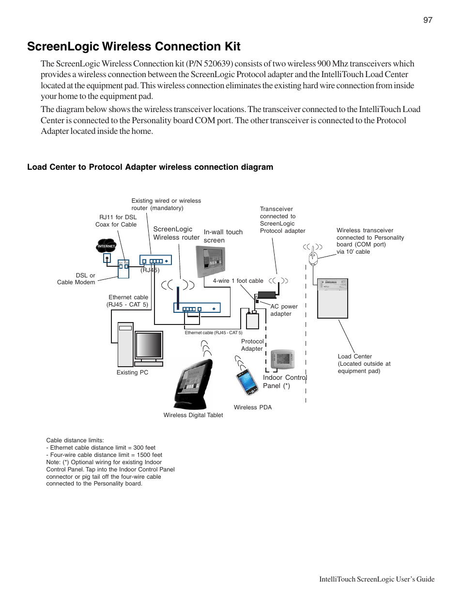Screenlogic wireless connection kit | Pentair Intellitouch ScreenLogic User Manual | Page 107 / 116