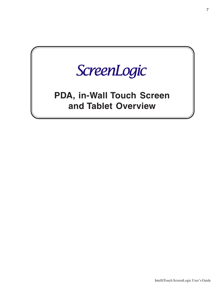 Pda, in-wall touch screen and tablet overview | Pentair Intellitouch ScreenLogic User Manual | Page 17 / 116