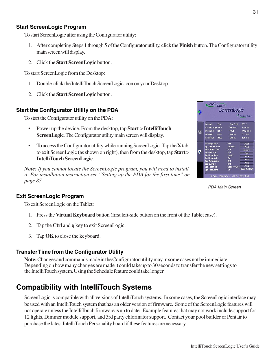Compatibility with intellitouch systems | Pentair Intellitouch ScreenLogic User Manual | Page 41 / 116