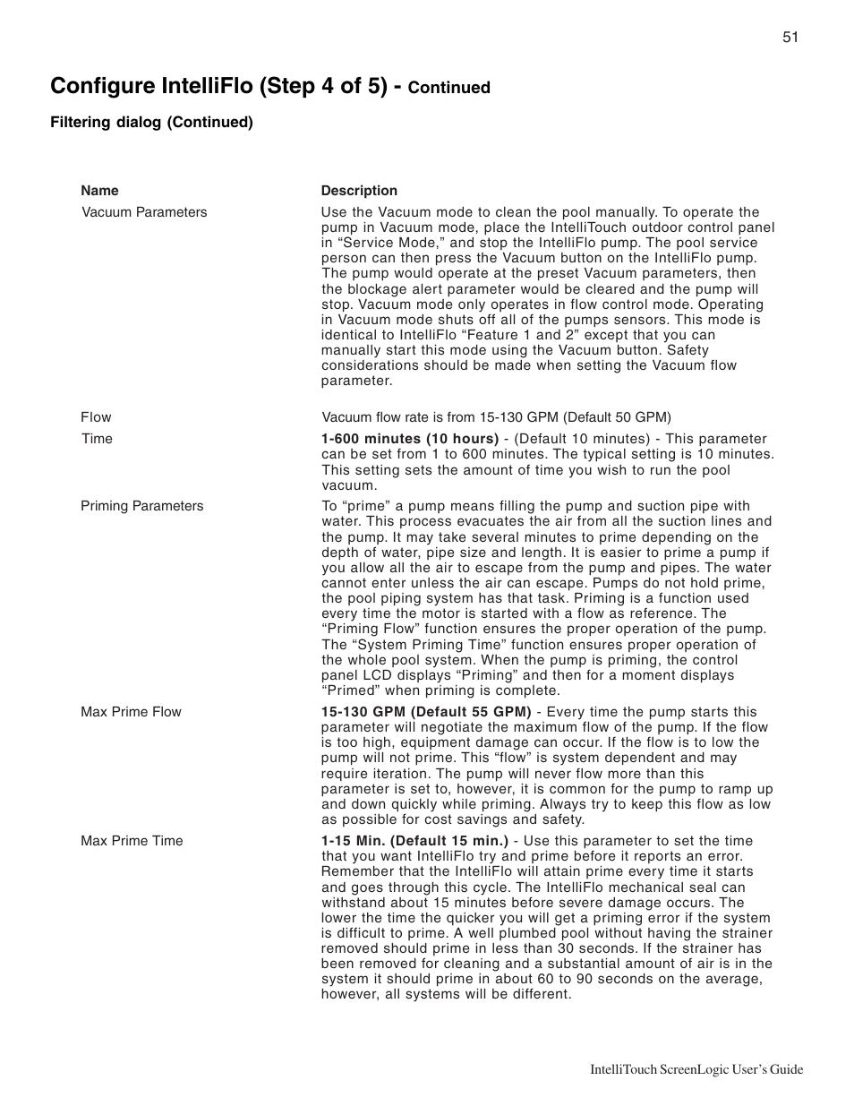 Configure intelliflo (step 4 of 5) | Pentair Intellitouch ScreenLogic User Manual | Page 61 / 116