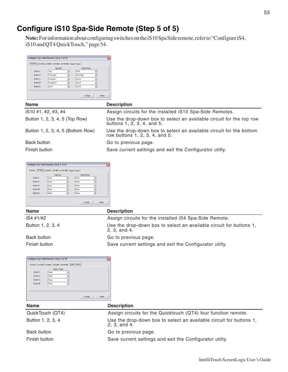 Configure is10 spa-side remote (step 5 of 5) | Pentair Intellitouch ScreenLogic User Manual | Page 63 / 116