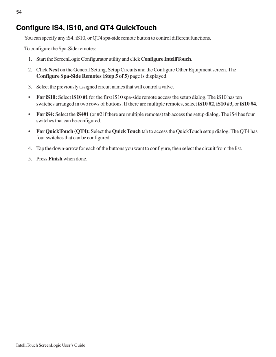 Configure is4, is10, and qt4 quicktouch | Pentair Intellitouch ScreenLogic User Manual | Page 64 / 116