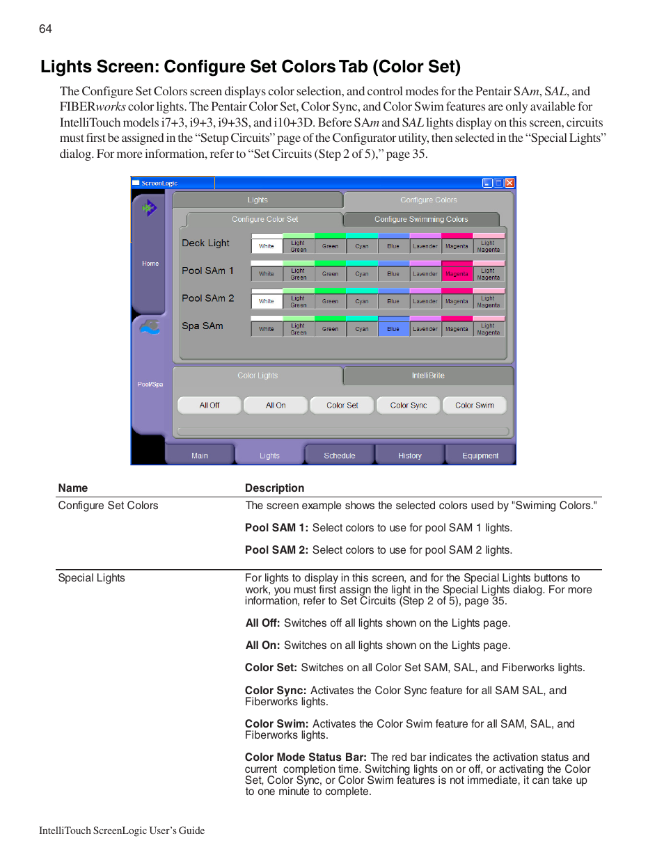 Pentair Intellitouch ScreenLogic User Manual | Page 74 / 116