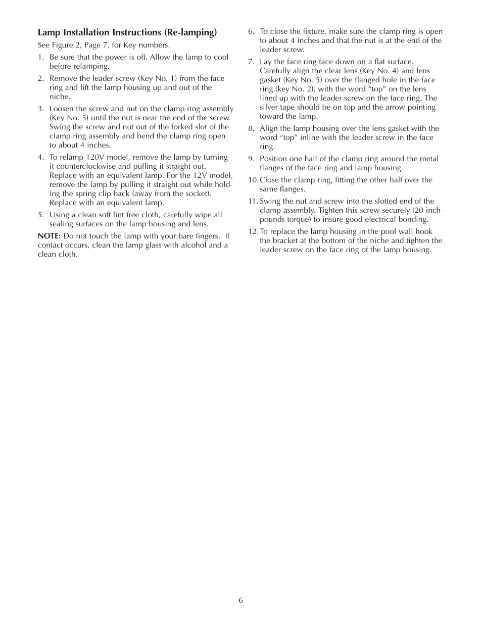 Pentair Small Underwater Pool Lights SunLite LTC User Manual | Page 6 / 8
