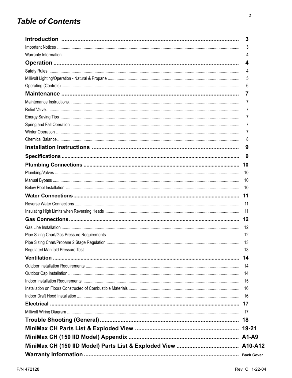 Pentair MiniMax CH User Manual | Page 2 / 36