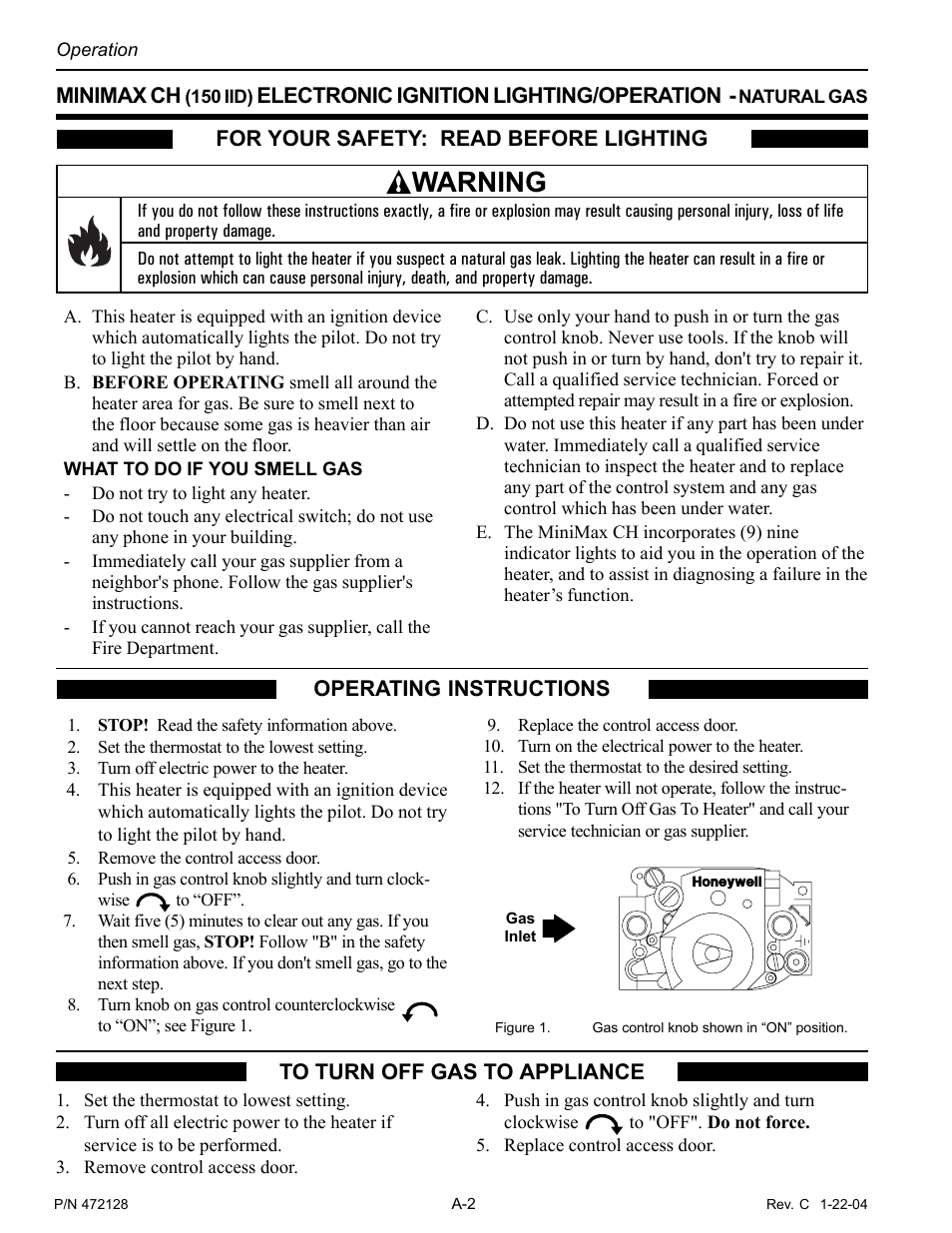 Warning, For your safety: read before lighting, Minimax ch | Electronic ignition lighting/operation | Pentair MiniMax CH User Manual | Page 24 / 36