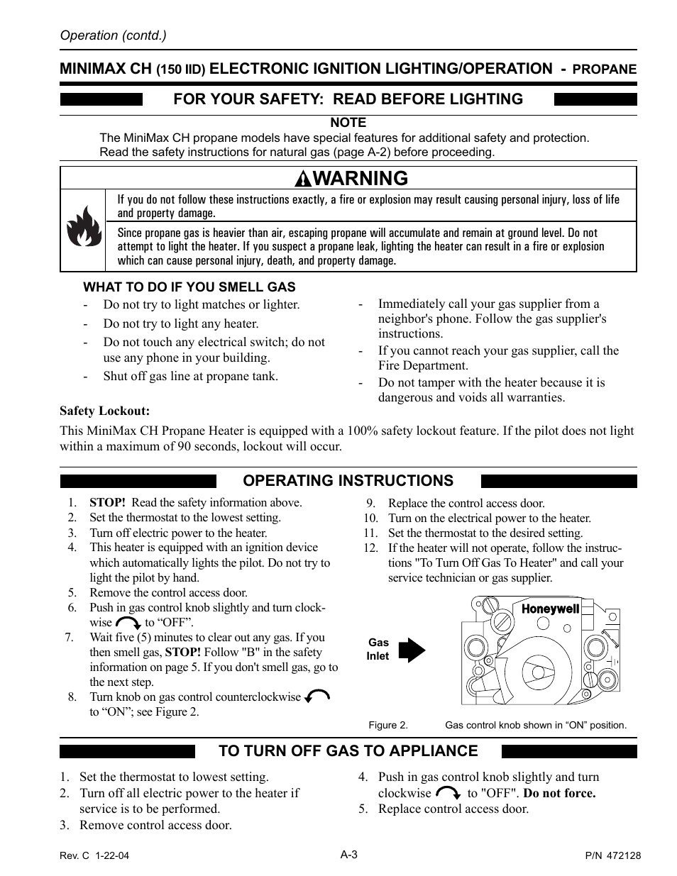 Warning, For your safety: read before lighting, Minimax ch | Electronic ignition lighting/operation | Pentair MiniMax CH User Manual | Page 25 / 36