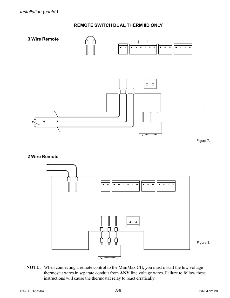 Installation (contd.), 3 wire remote 2 wire remote | Pentair MiniMax CH User Manual | Page 31 / 36