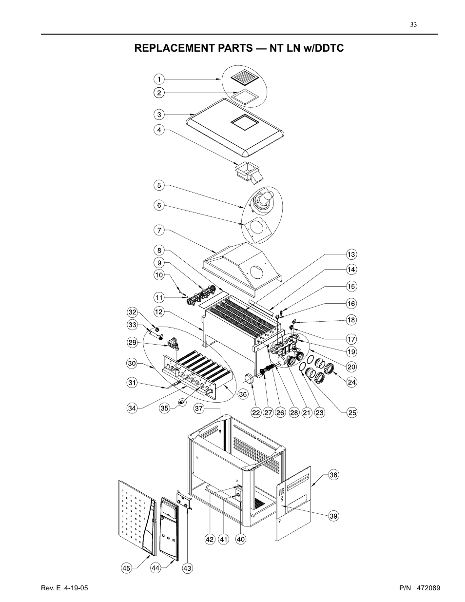 Replacement parts — nt ln w/ddtc | Pentair MiniMax NT LN User Manual | Page 33 / 36