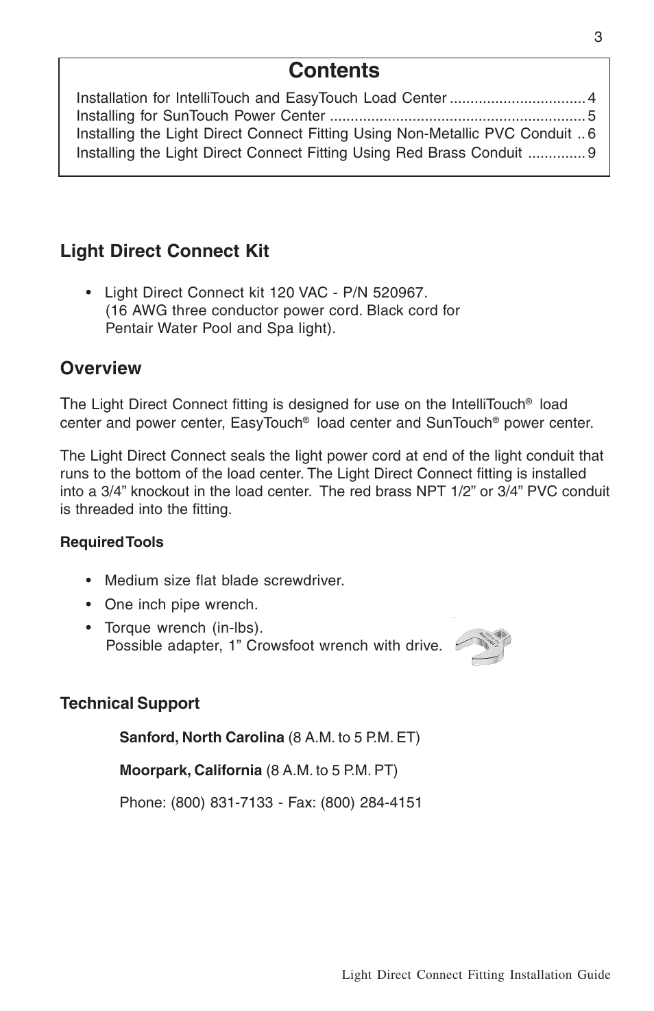 Pentair Light Direct Connect Kit User Manual | Page 3 / 12