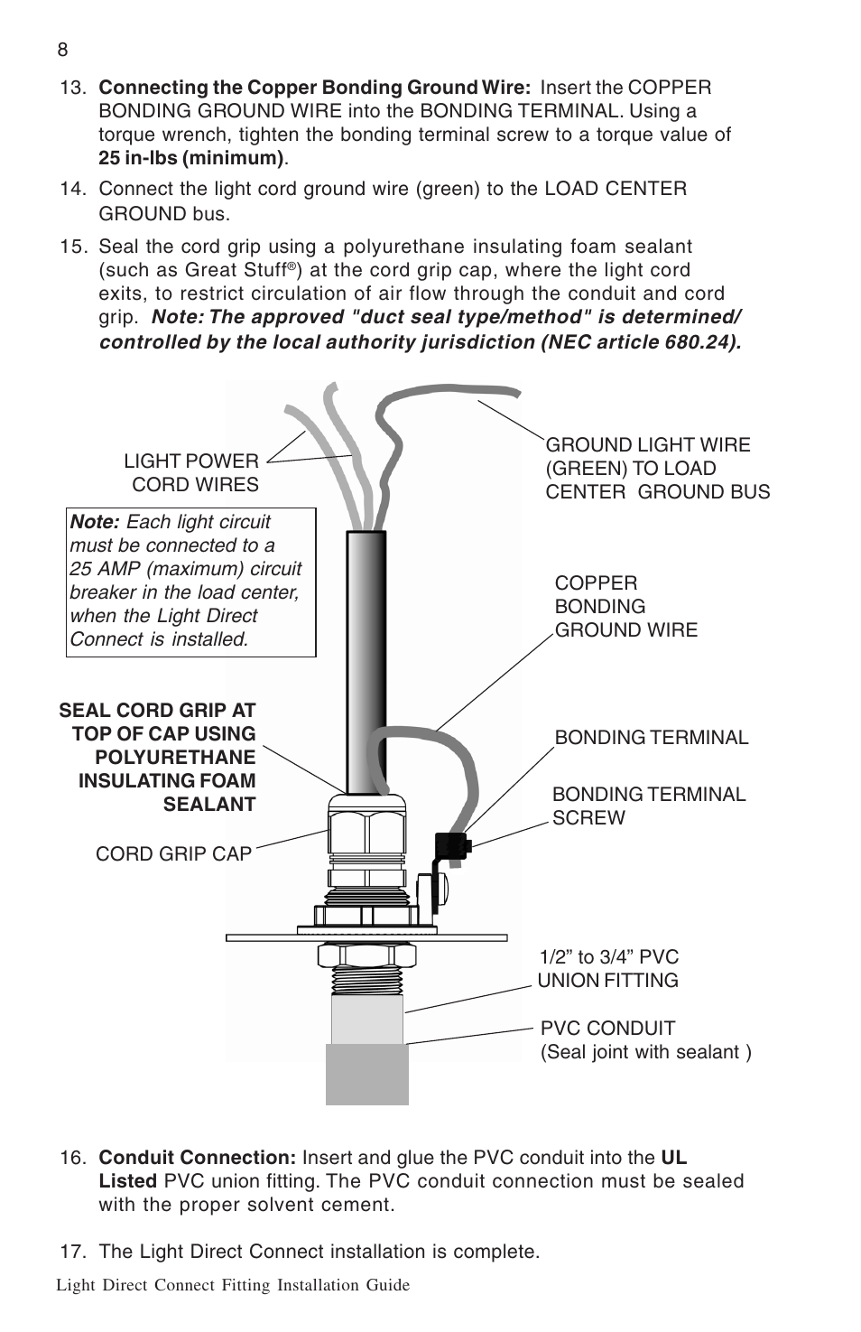 Pentair Light Direct Connect Kit User Manual | Page 8 / 12
