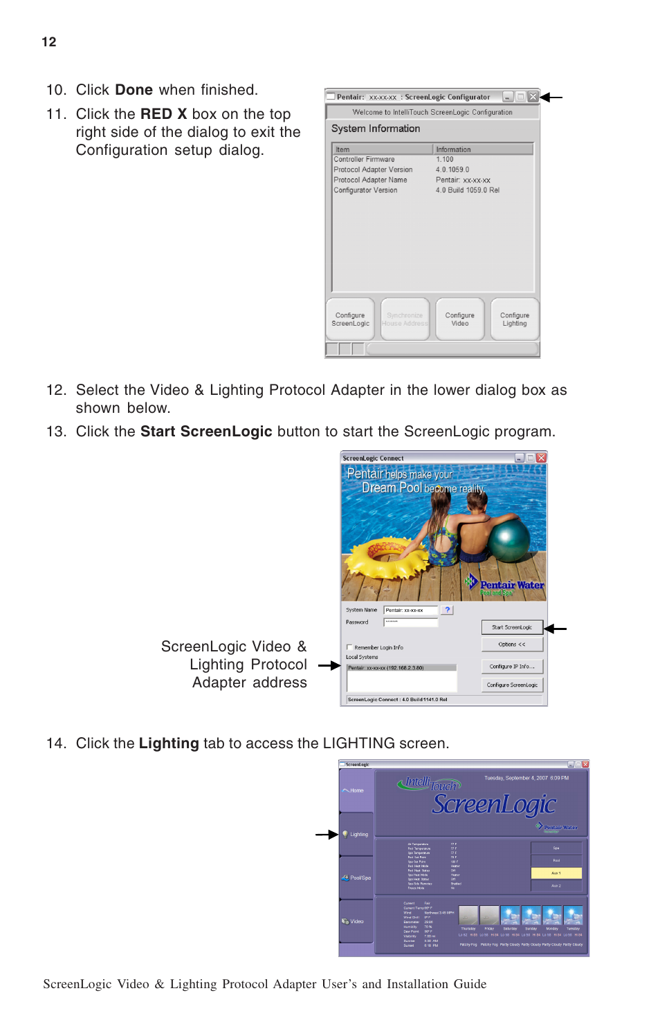 Pentair ScreenLogic BL-C111A User Manual | Page 14 / 16