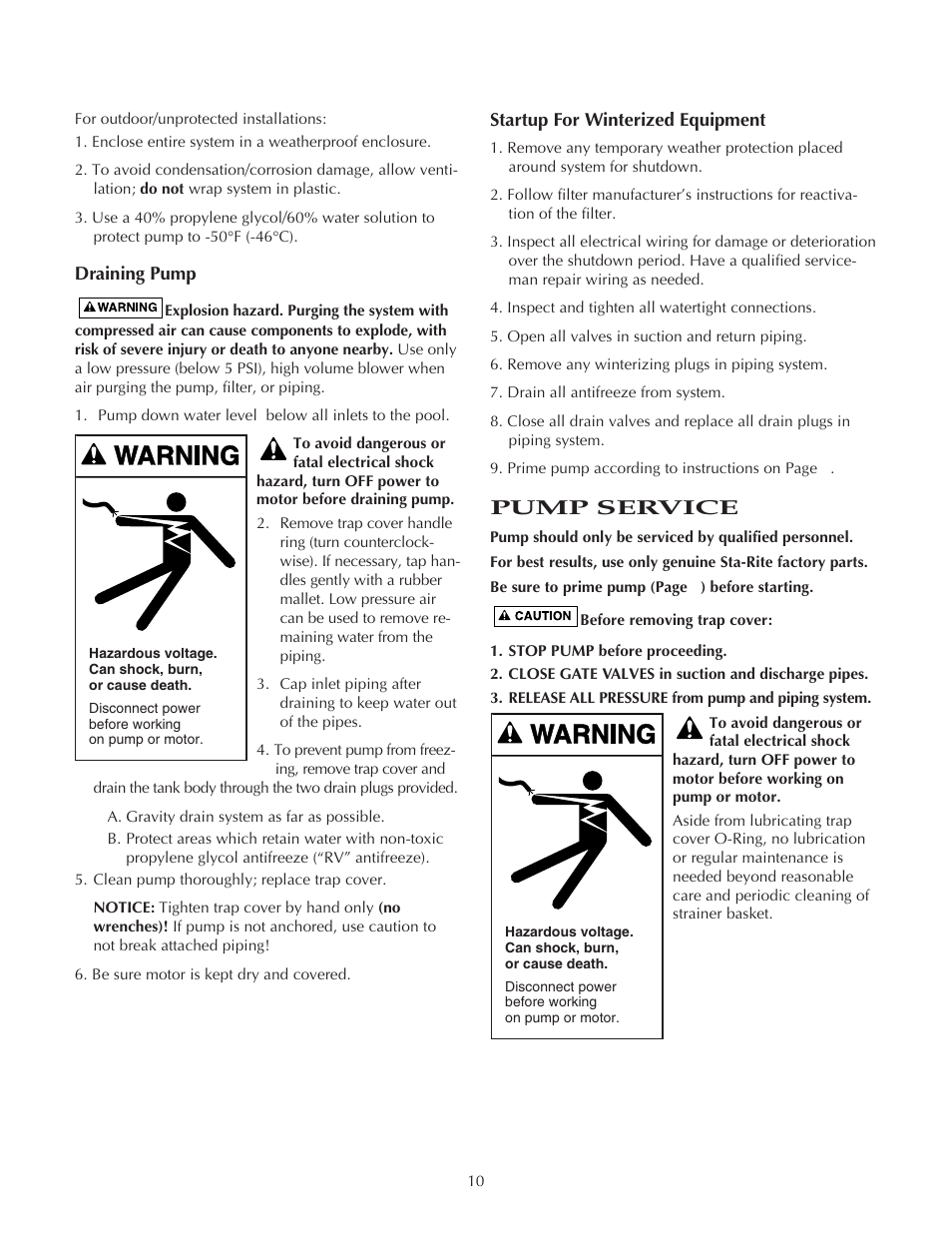 Pump service | Pentair Sta-Rite MPEA User Manual | Page 10 / 16