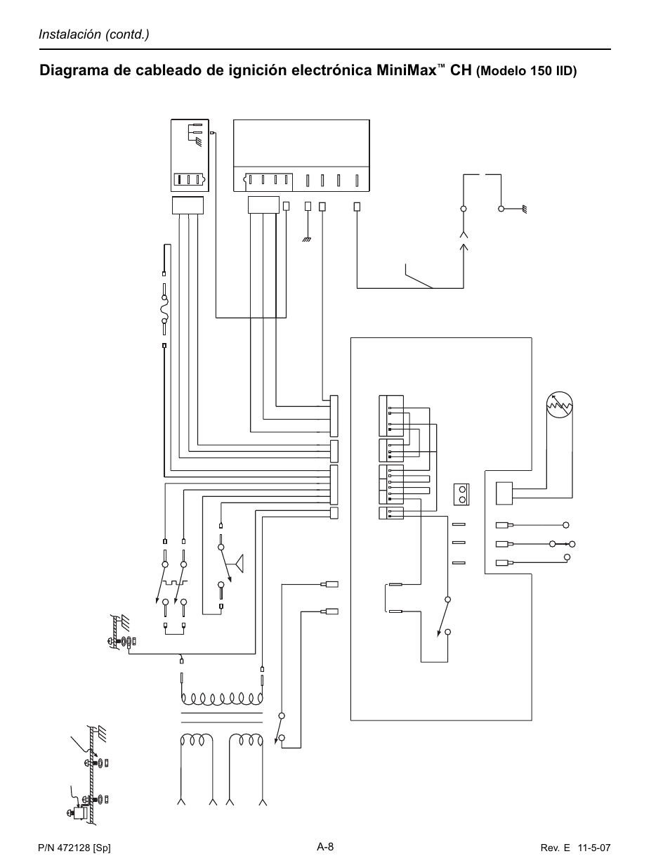 Instalación (contd.), Modelo 150 iid), Diagrama del cableado minimax ch (modelo 150 iid) | Pentair Hot Tub User Manual | Page 103 / 110