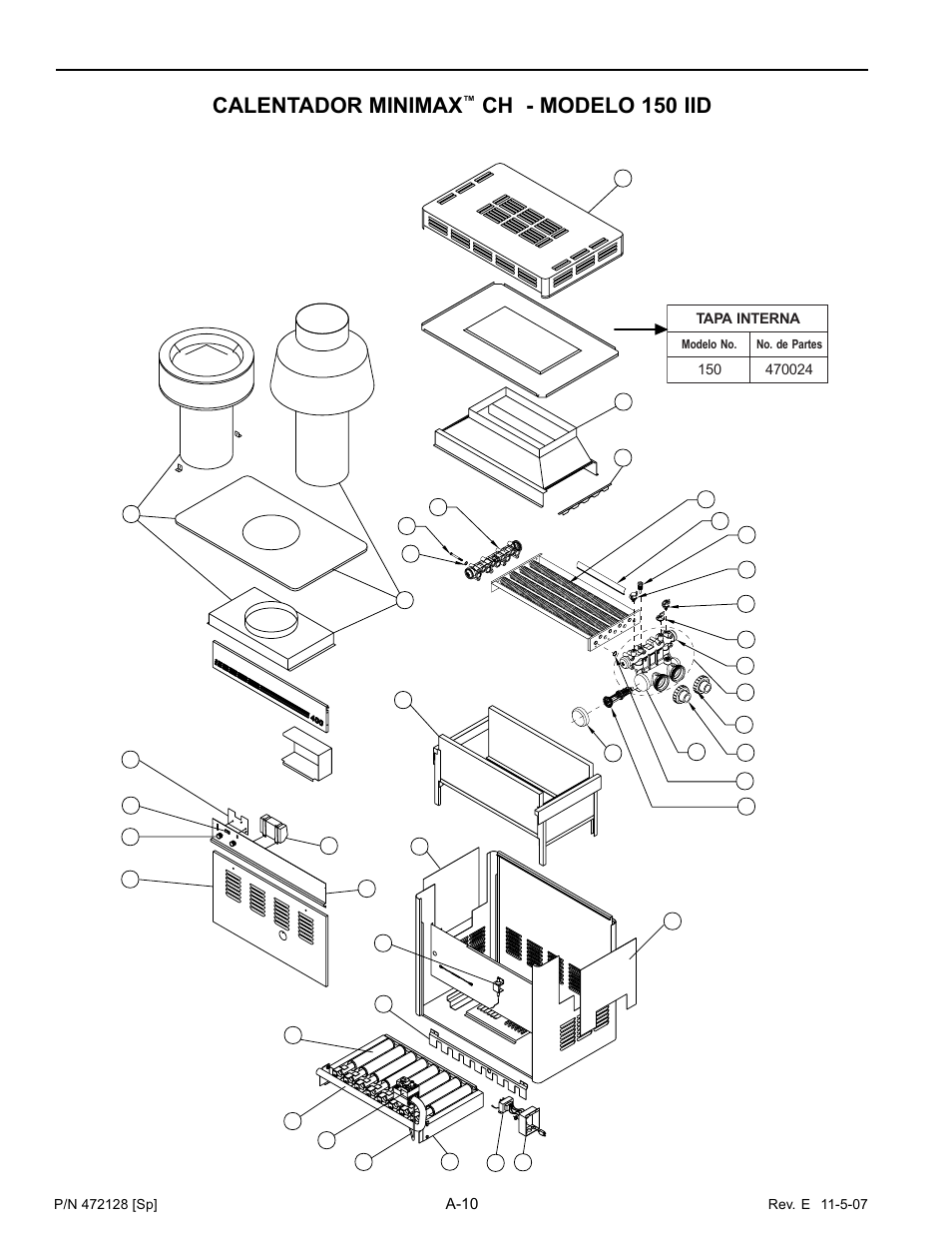 Calentador minimax, Ch - modelo 150 iid | Pentair Hot Tub User Manual | Page 105 / 110