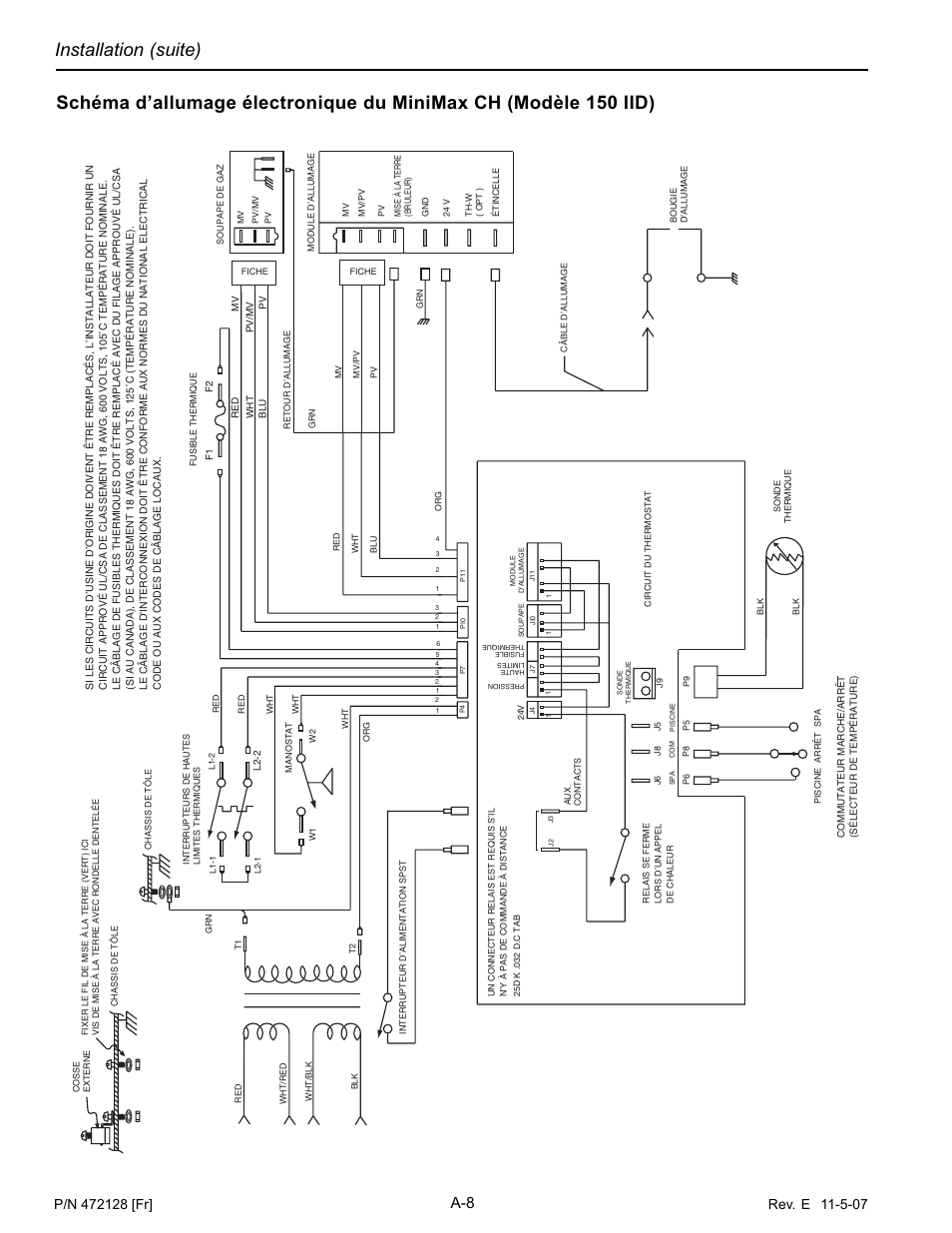 Schéma de câblage du minimax ch modèle 150 iid | Pentair Hot Tub User Manual | Page 67 / 110