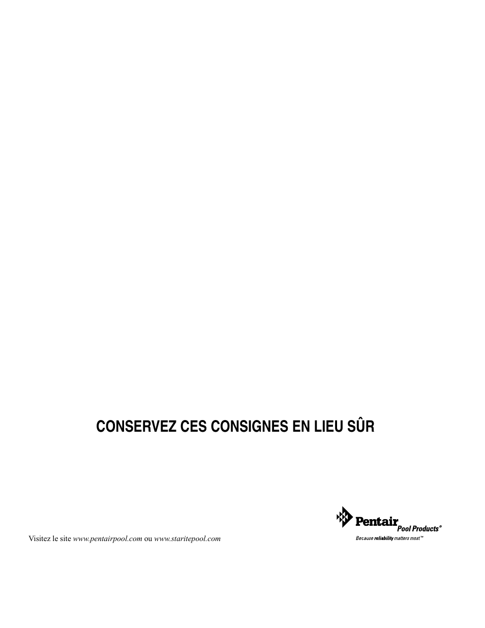 Conservez ces consignes en lieu sûr | Pentair Hot Tub User Manual | Page 73 / 110