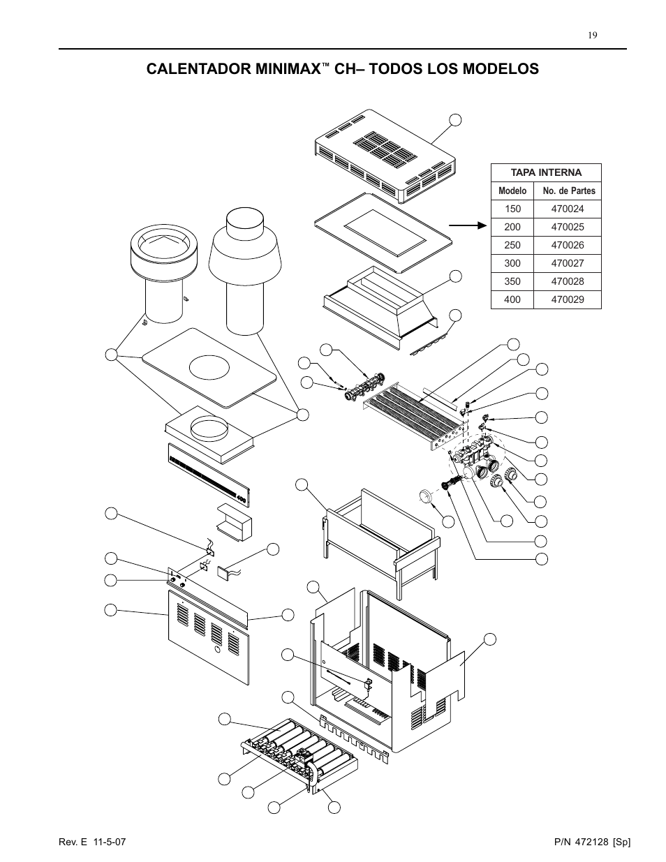 Calentador minimax, Ch– todos los modelos | Pentair Hot Tub User Manual | Page 92 / 110