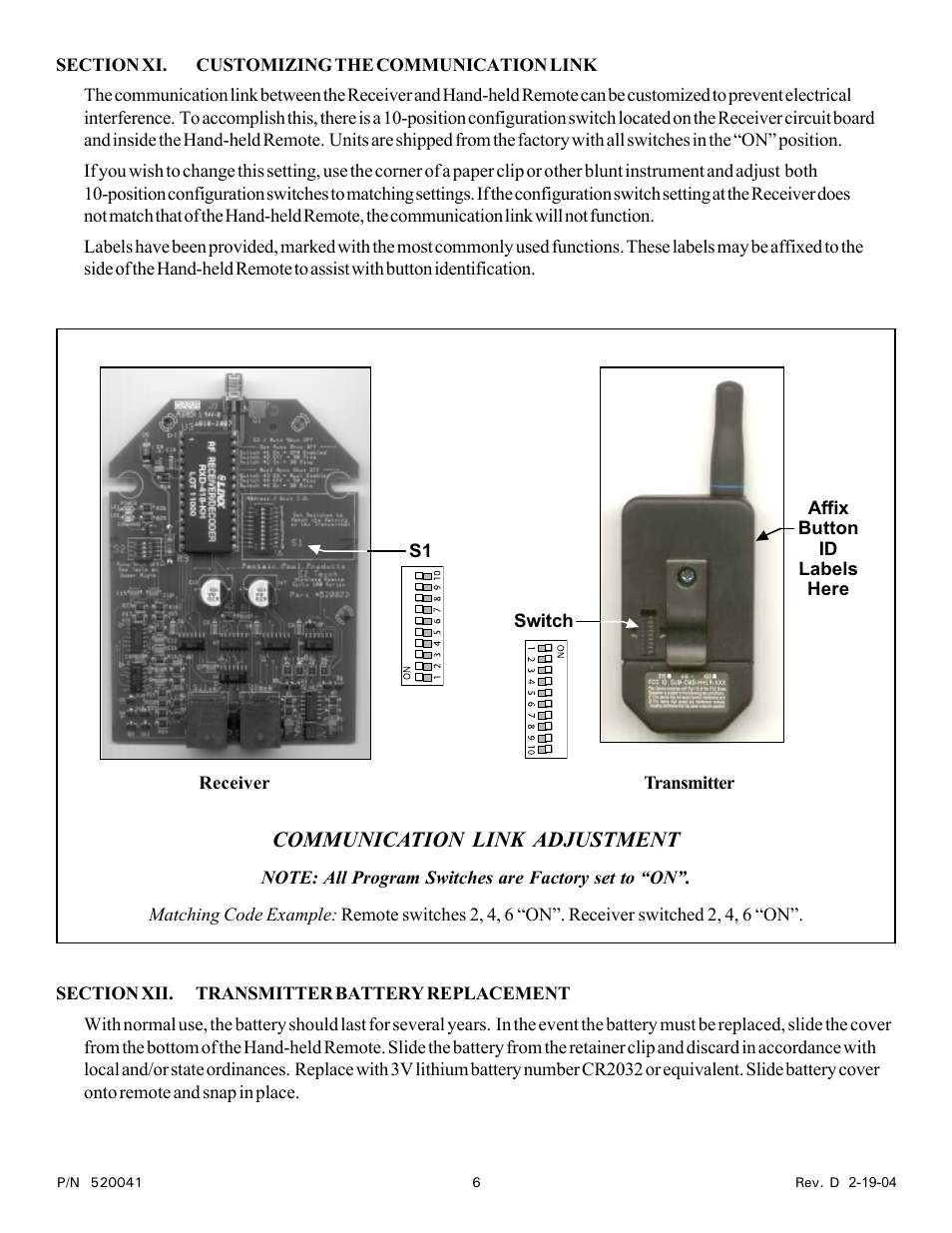 Communication link adjustment | Pentair EASYTOUCH EZ100 User Manual | Page 6 / 8