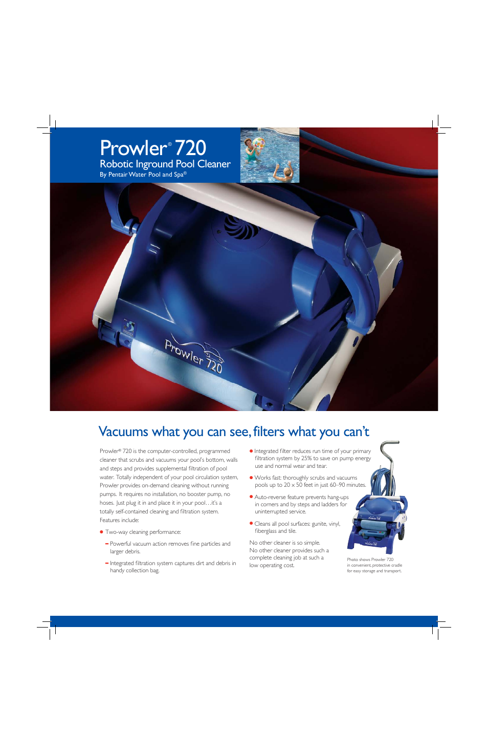 Pentair Prowler 720 User Manual | 2 pages