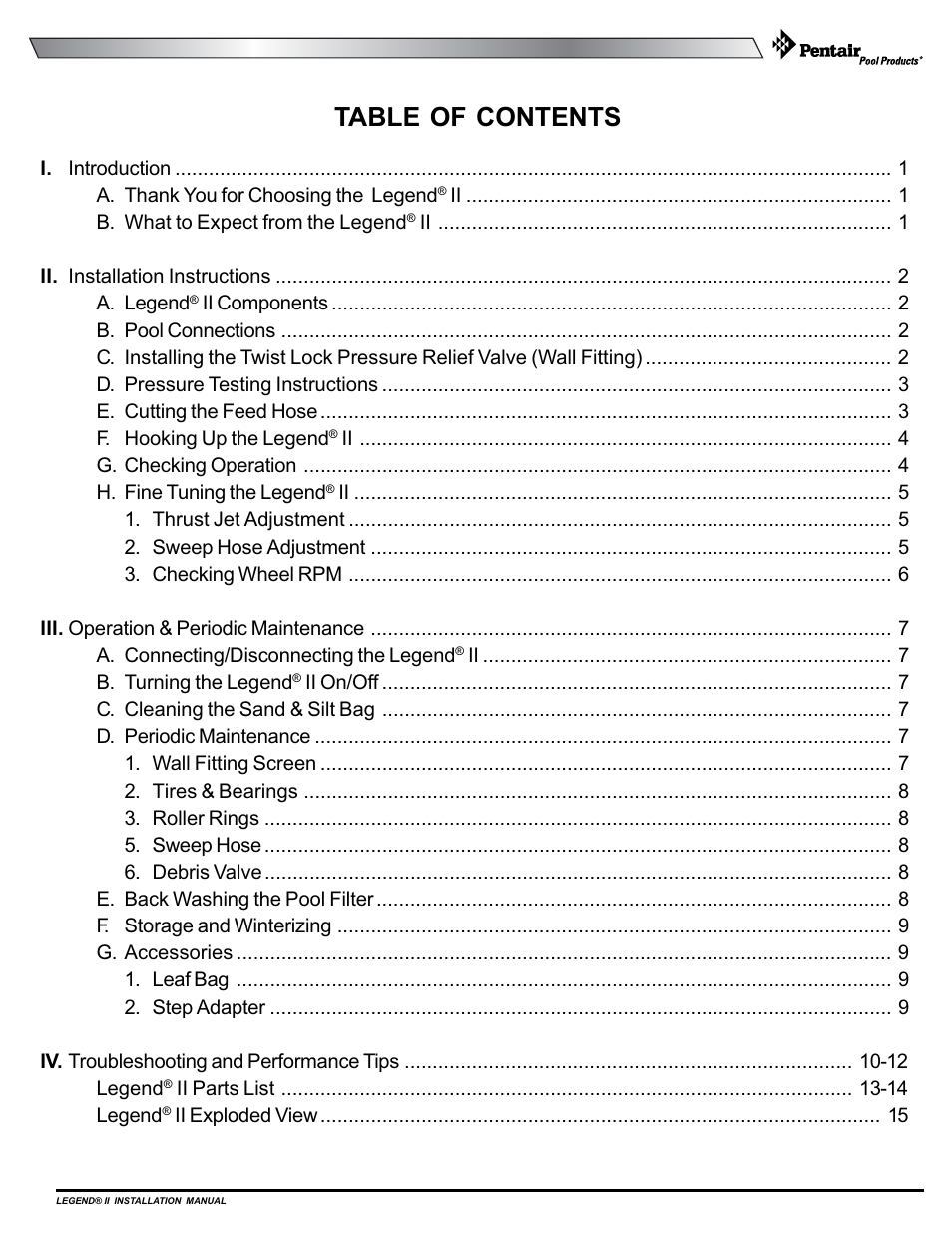 Pentair pool cleaner User Manual | Page 3 / 20