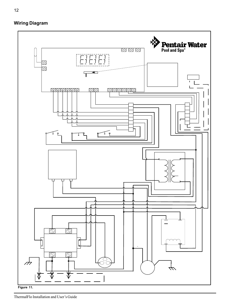 Wiring diagram, Thermalflo installation and user’s guide, Contactor | Incoming 220 vac power connection r c s, Fan relay, Fan gr e e n, Tbl tbr, Transformer 24 vac, Heat pump control board | Pentair ThermalFlo User Manual | Page 20 / 40