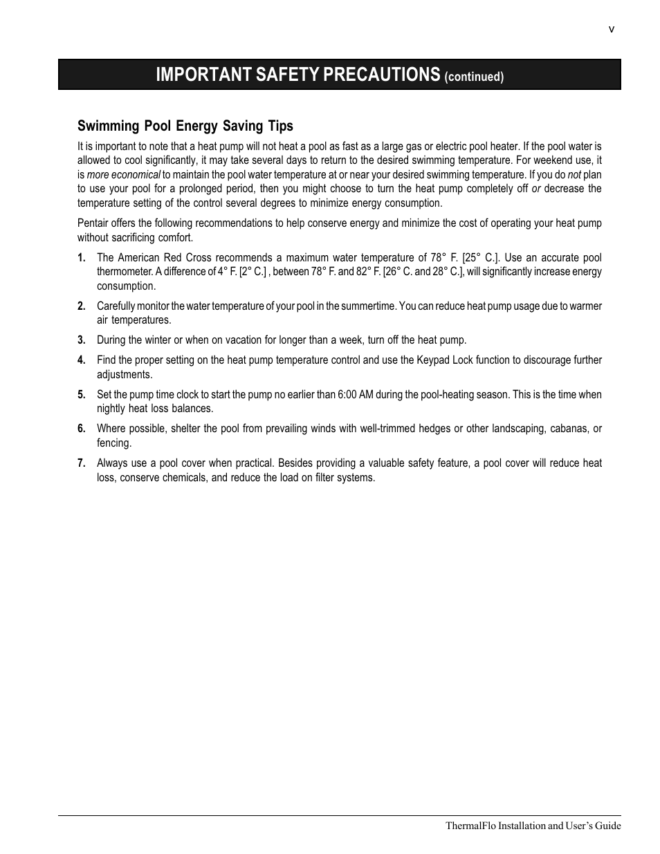 Important safety precautions | Pentair ThermalFlo User Manual | Page 7 / 40