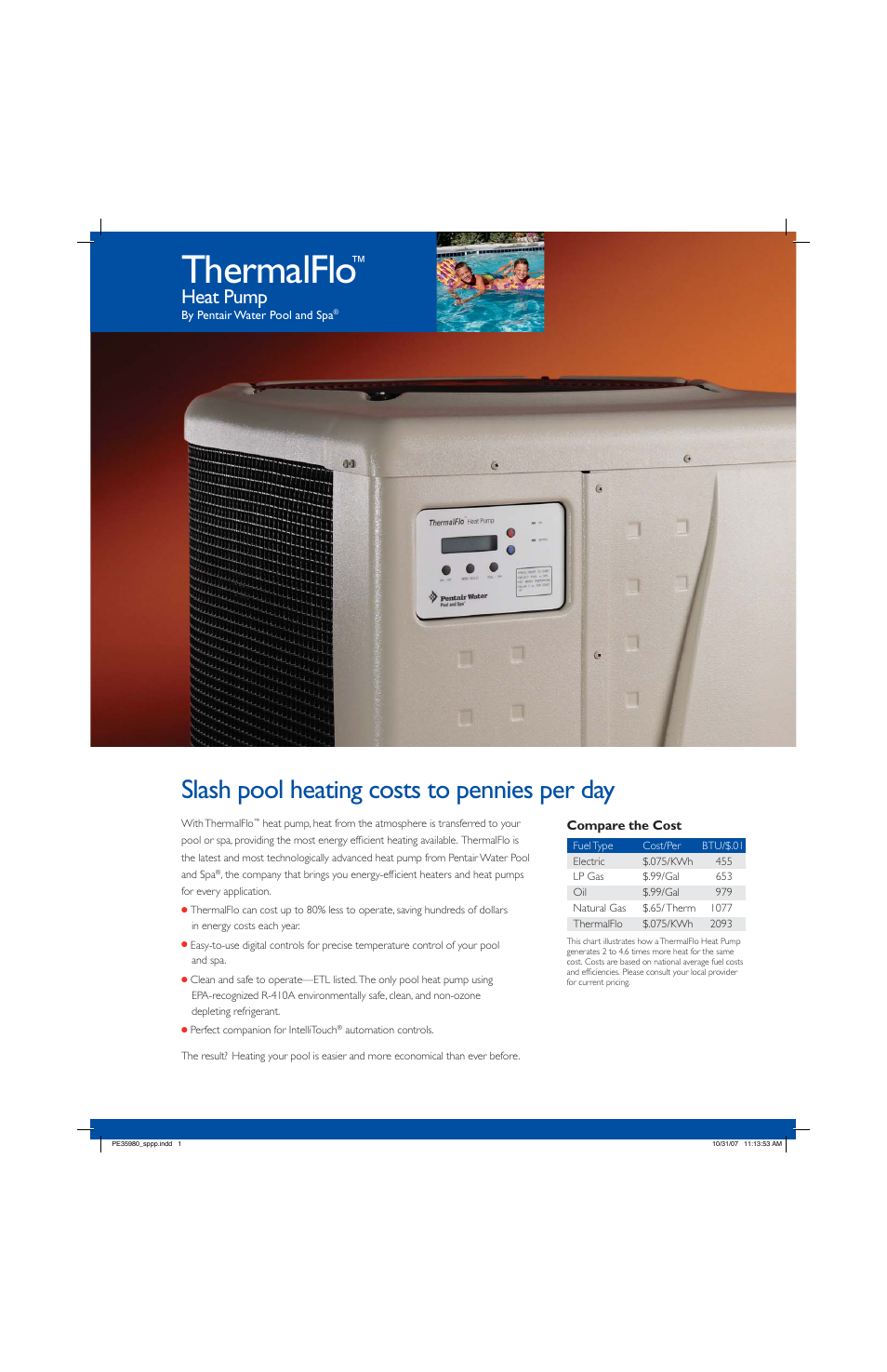 Pentair ThermalFlo 1200R H/C User Manual | 2 pages