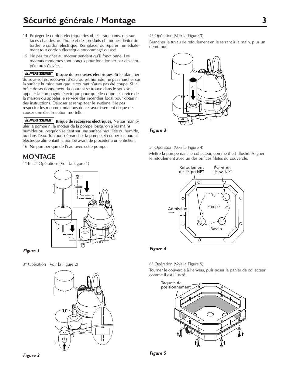 Sécurité générale / montage 3, Montage | Pentair DP233110V User Manual | Page 11 / 24