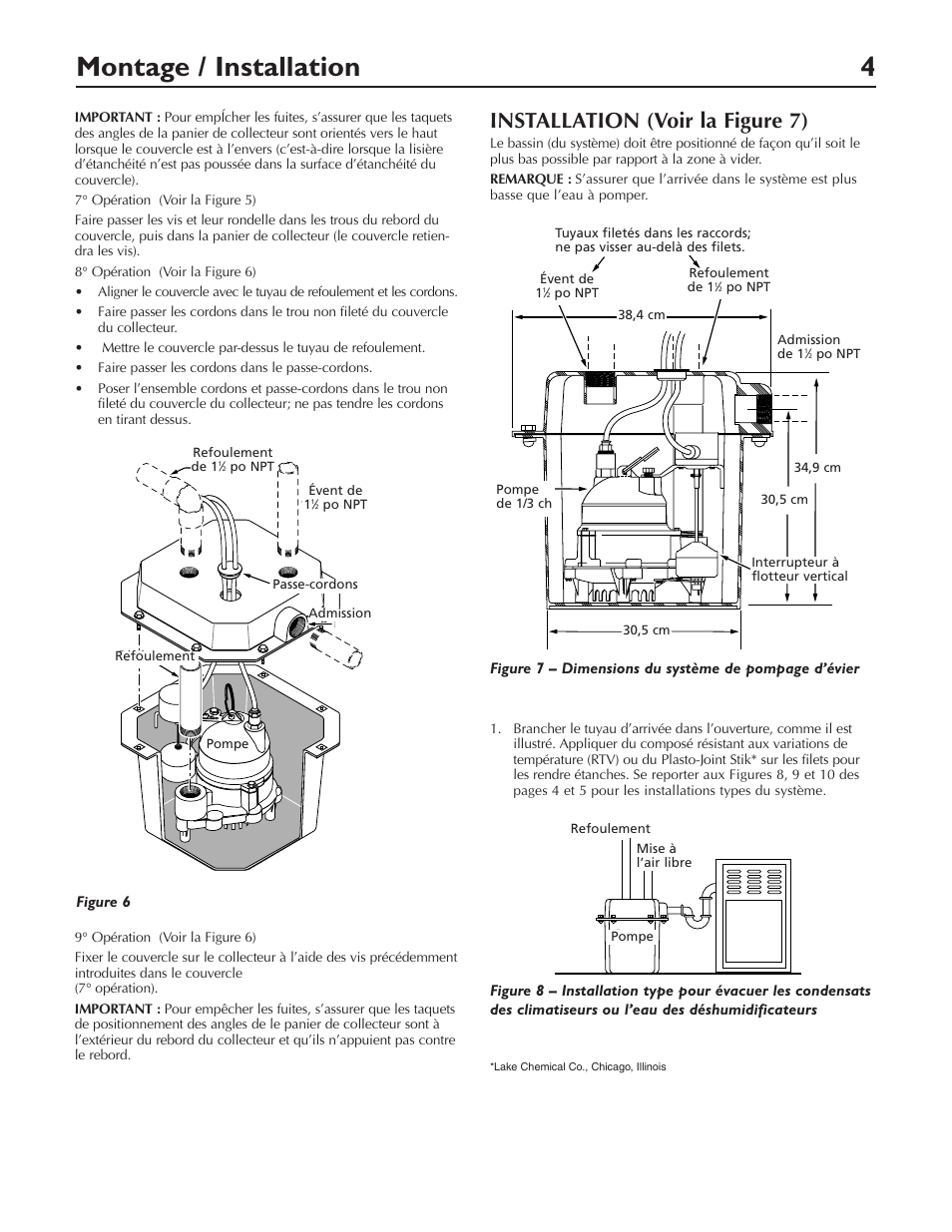 Montage / installation 4, Installation (voir la figure 7) | Pentair DP233110V User Manual | Page 12 / 24