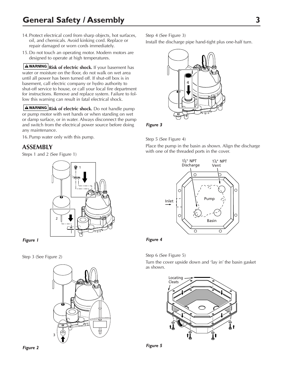 General safety / assembly 3, Assembly | Pentair DP233110V User Manual | Page 3 / 24