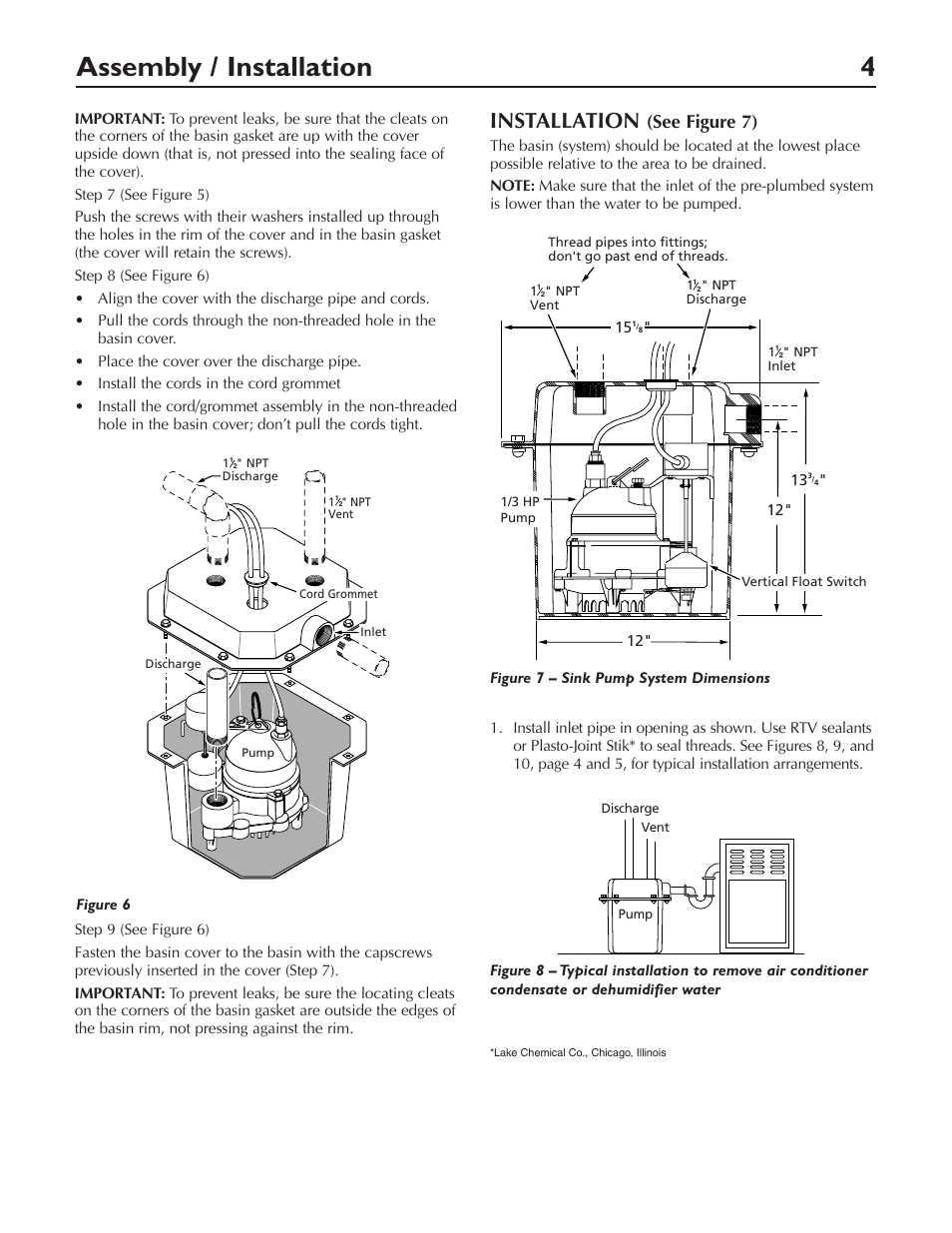 Assembly / installation 4, Installation, See figure 7) | Pentair DP233110V User Manual | Page 4 / 24