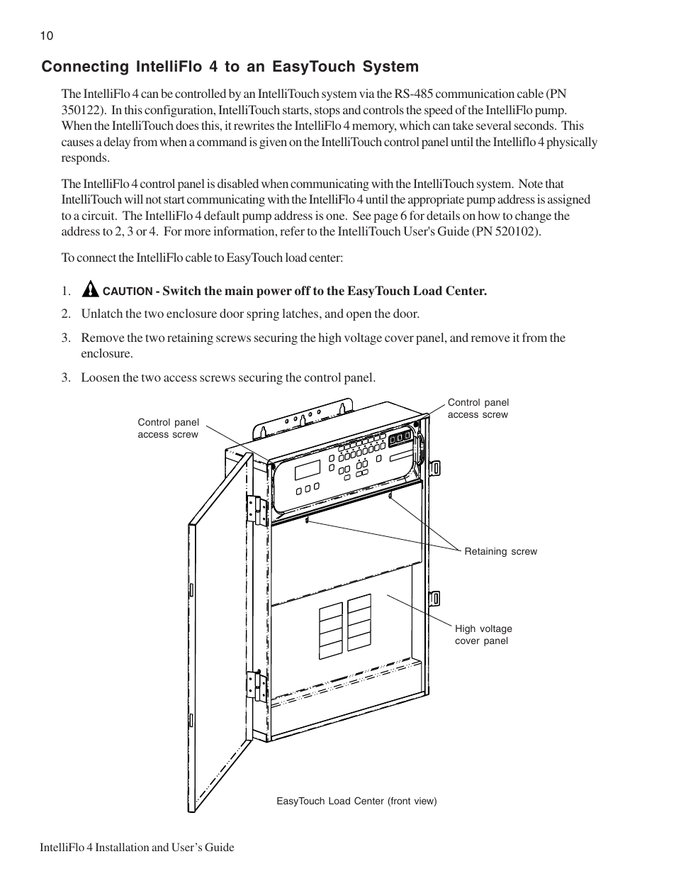 Connecting intelliflo 4 to an easytouch system | Pentair INTELLIFLO 100 User Manual | Page 16 / 36
