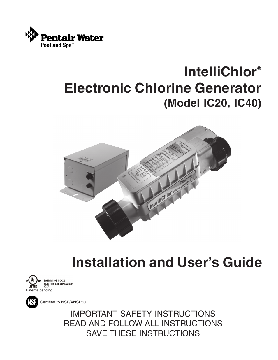 Pentair IC20 User Manual | 48 pages