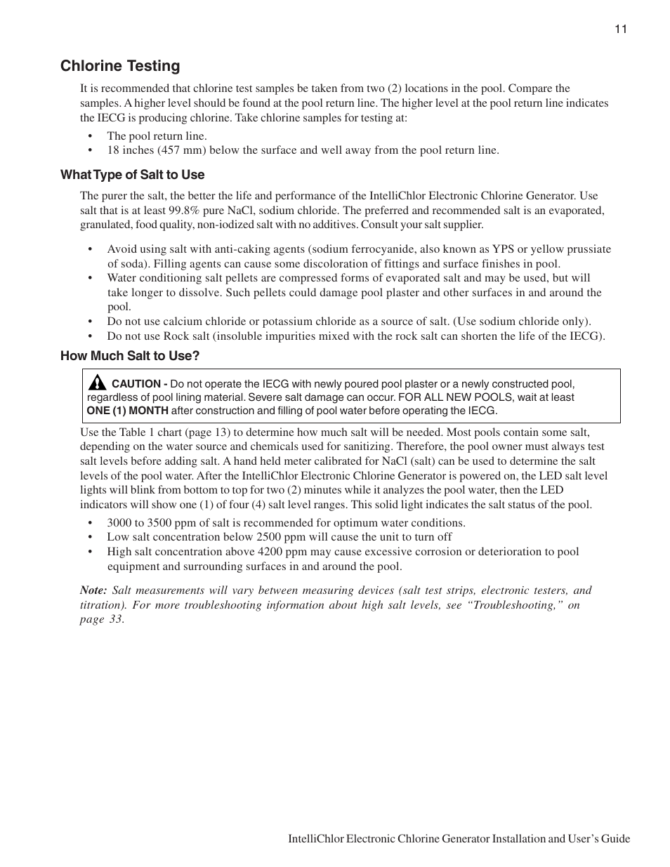 Chlorine testing | Pentair IC20 User Manual | Page 19 / 48