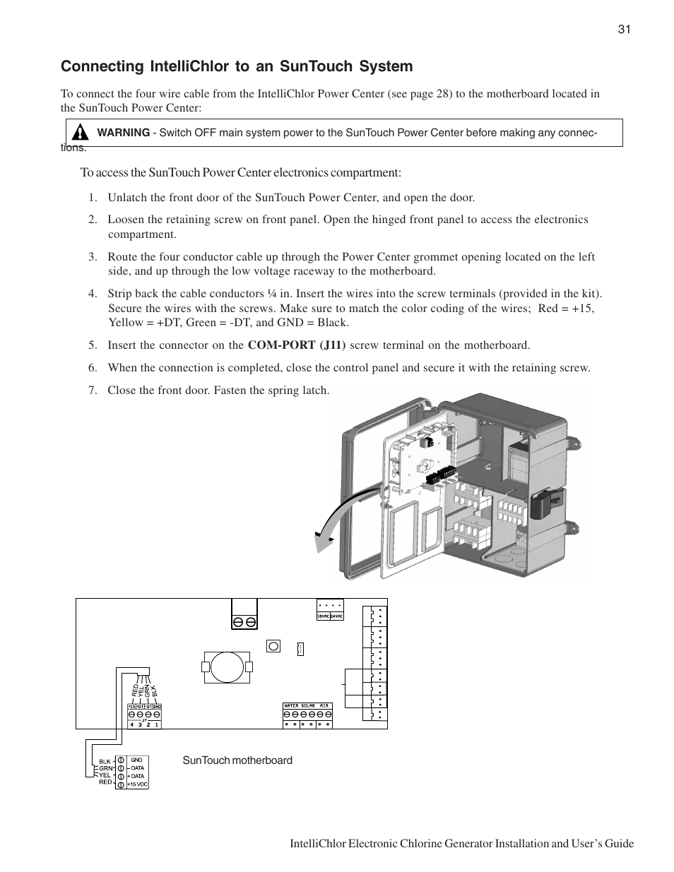 Connecting intellichlor to an suntouch system | Pentair IC20 User Manual | Page 39 / 48