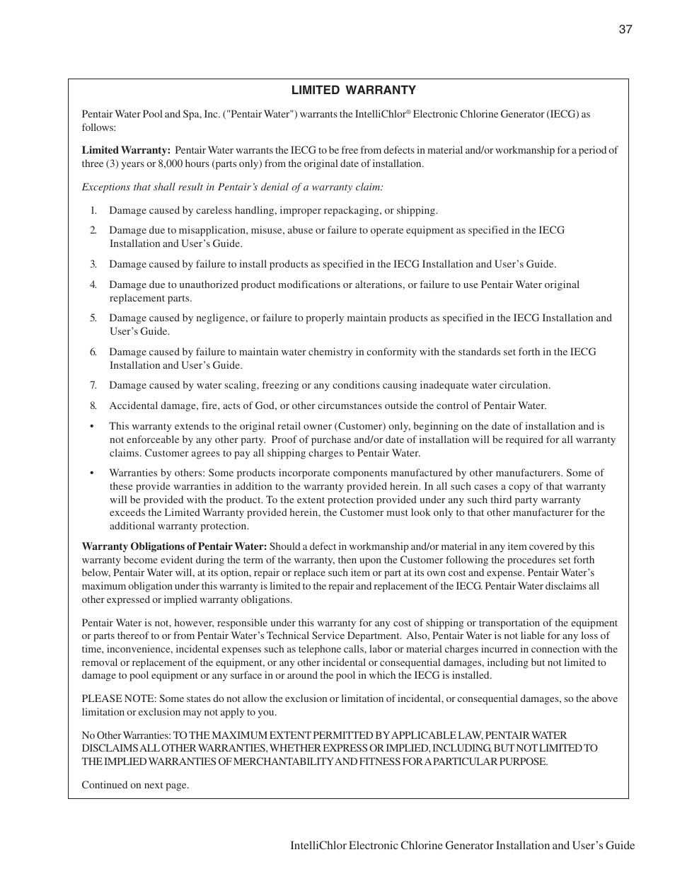 Pentair IC20 User Manual | Page 45 / 48