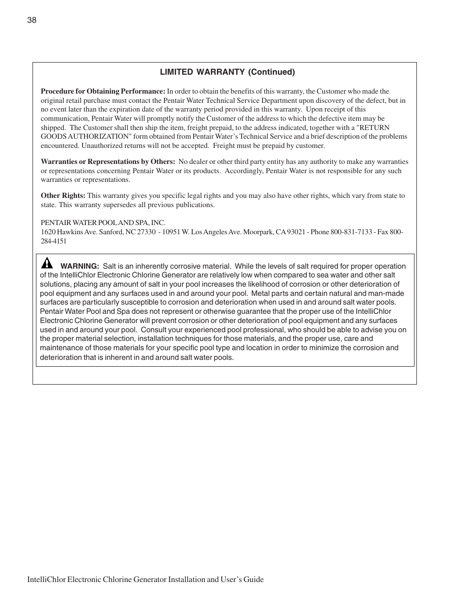 Pentair IC20 User Manual | Page 46 / 48