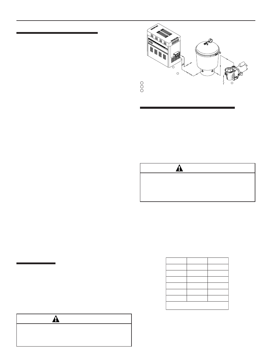 Caution, Plumbing connections, Water connections | Plumbing, Manual by-pass, Reversible inlet/outlet connection, Valves, Below pool installation, Installation (contd.) | Pentair spa heater User Manual | Page 14 / 40