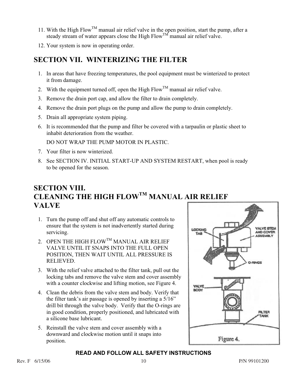 Manual air relief valve | Pentair D.E. Cartridge Style Filter User Manual | Page 10 / 20