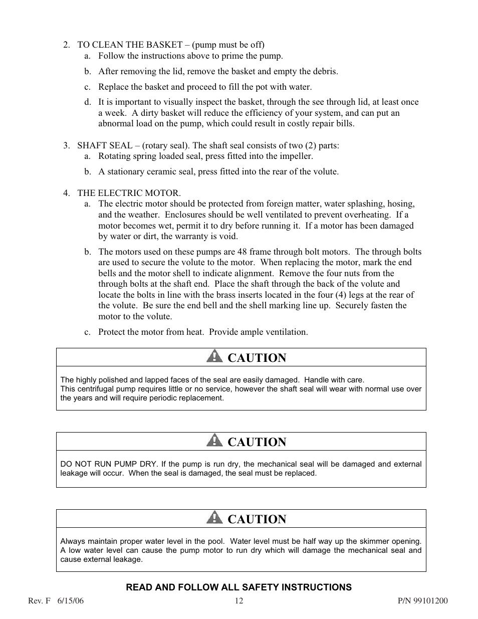 Caution | Pentair D.E. Cartridge Style Filter User Manual | Page 12 / 20