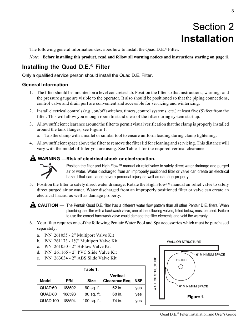 Installing the quad d.e, Filter | Pentair D.E. Cartridge Style Filter Quad D.E. User Manual | Page 9 / 24