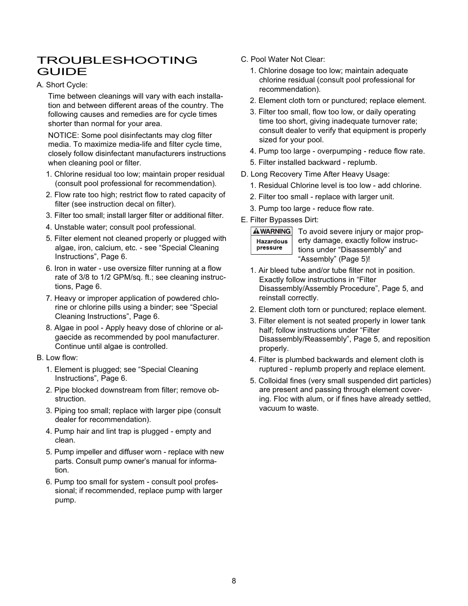 Troubleshooting guide | Pentair System 3 S8M600 User Manual | Page 8 / 12