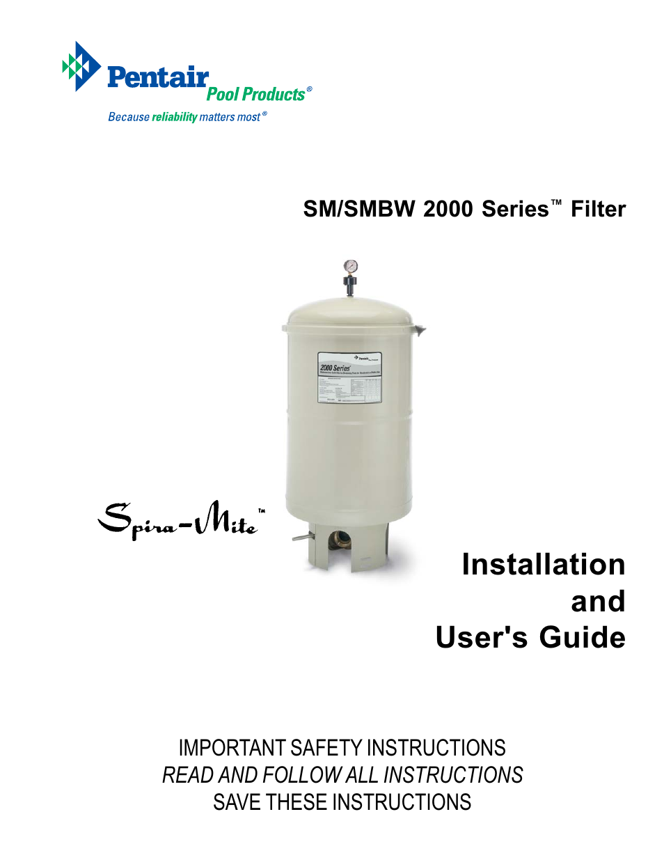 Pentair SM/SMBW 2000 User Manual | 20 pages