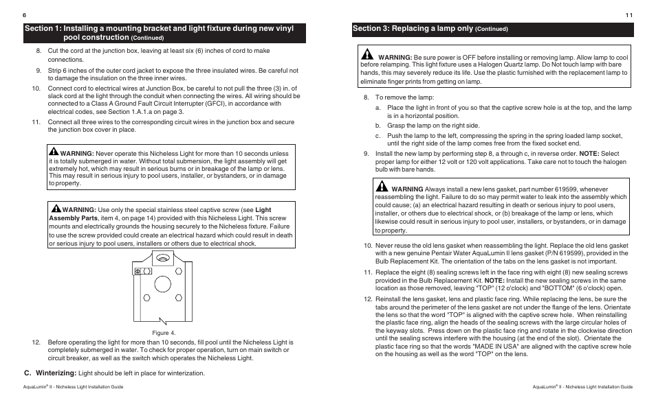 Pentair Nicheless Light AquaLumin II User Manual | Page 6 / 8