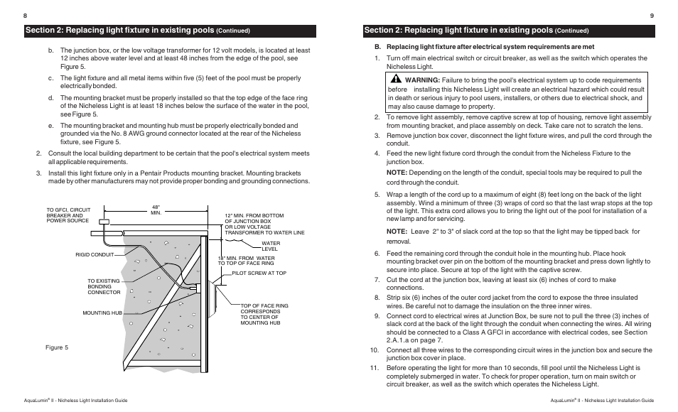 Pentair Nicheless Light AquaLumin II User Manual | Page 8 / 8
