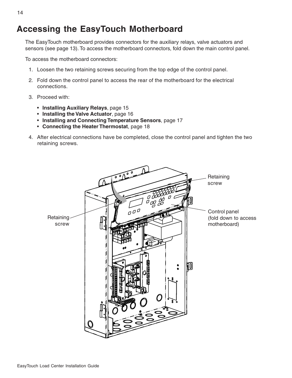 Accessing the easytouch motherboard | Pentair EasyTouch 8 and 4 Pool and Spa Control System User Manual | Page 20 / 32