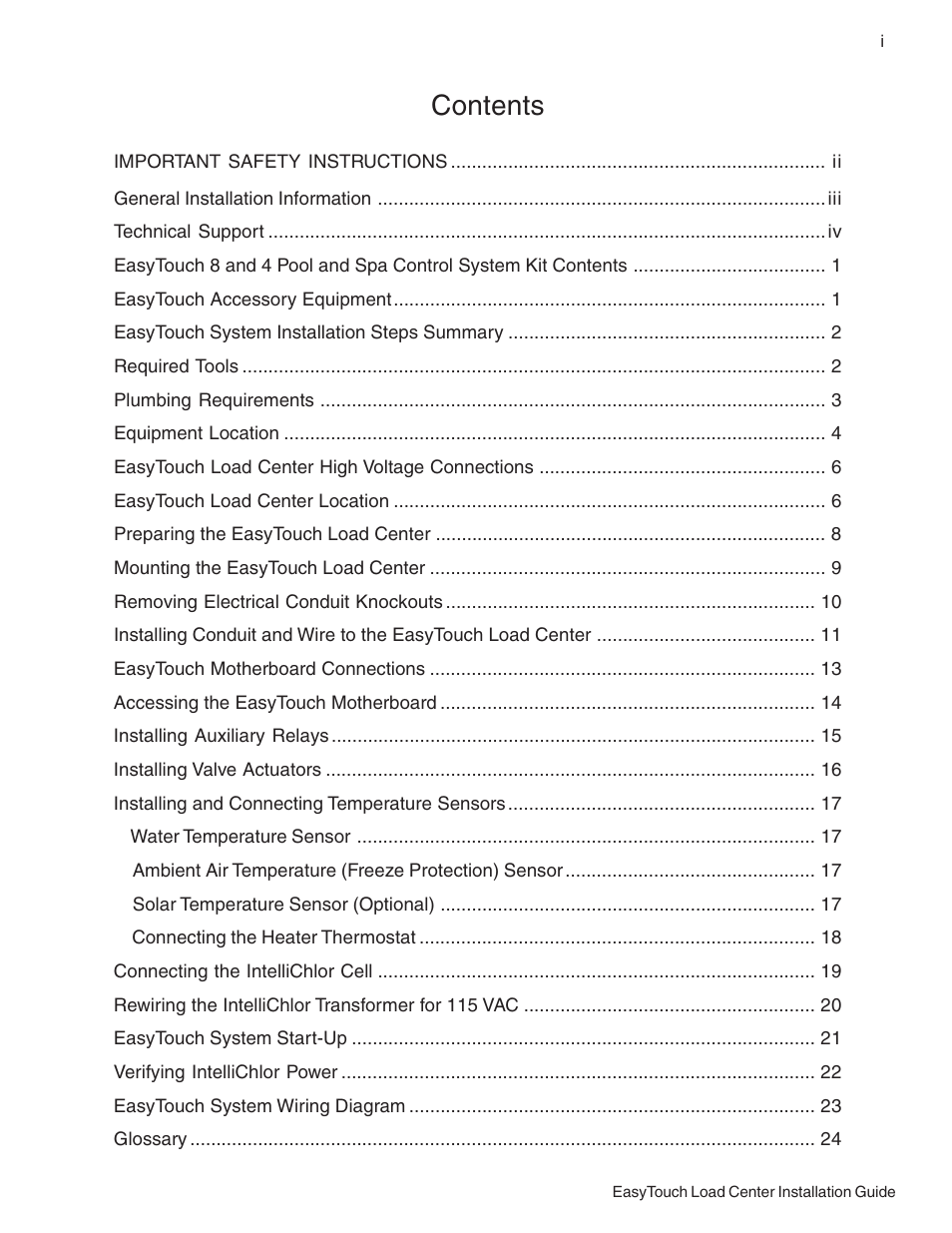 Pentair EasyTouch 8 and 4 Pool and Spa Control System User Manual | Page 3 / 32