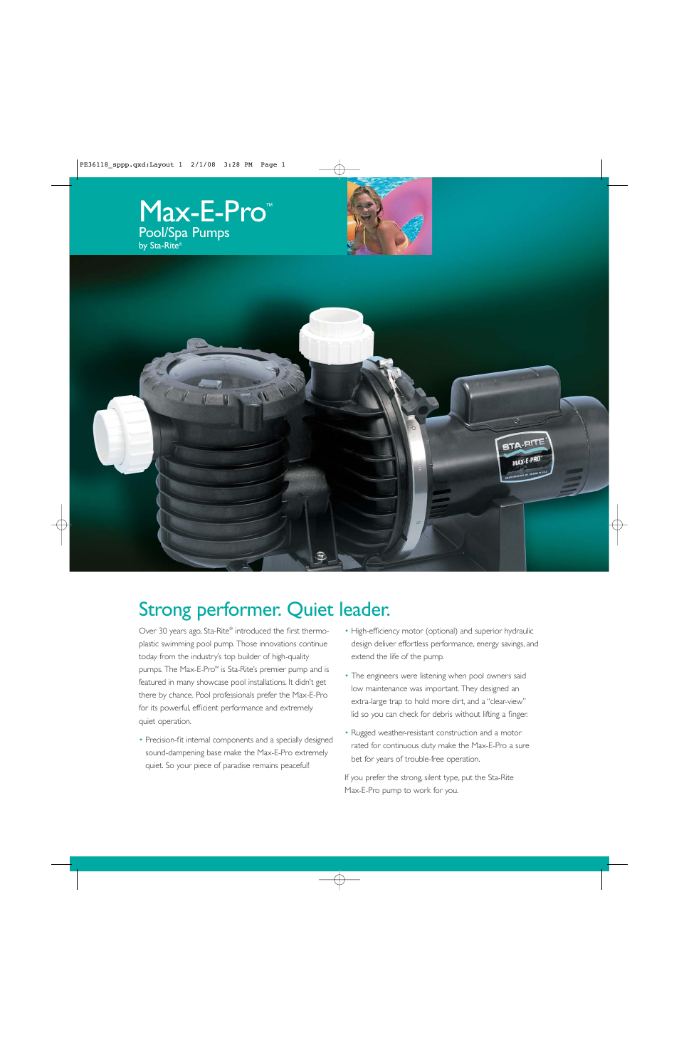 Pentair Max-E-Pro User Manual | 2 pages